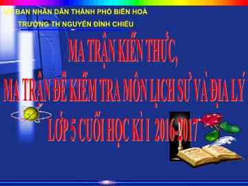 Ma trận đề kiểm tra cuối học kì I Lịch sử và Địa lí lớp 5 - Trường Tiểu học Nguyễn Đình Chiểu